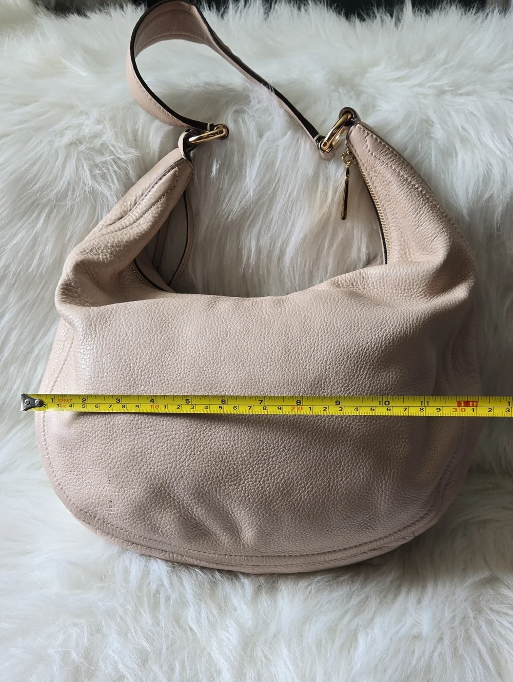 Michael Kors Pale Blush Pink Pebbled Leather Hobo with Gold Accents